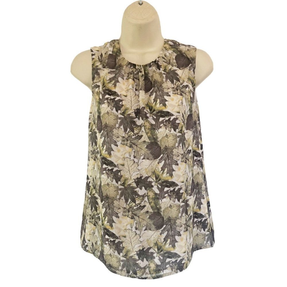 Tory Burch Leaves Print Silk Sleeveless Tank Top 2